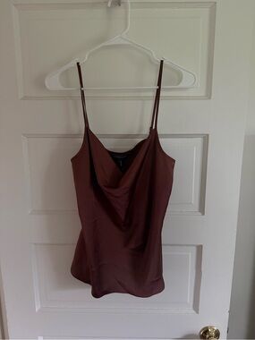 NWT BCBGmaxazria chocolate Brown Silky Cowl Neck Camisole Size M